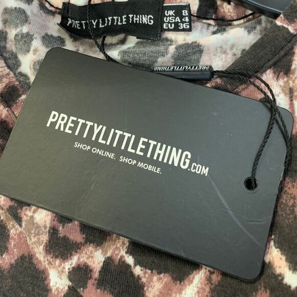New Pretty Little Things Womens Size 4 Leopard Print Short Sleeve Tee Shirt - Picture 4 of 5